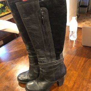 Clark’s black leather boots